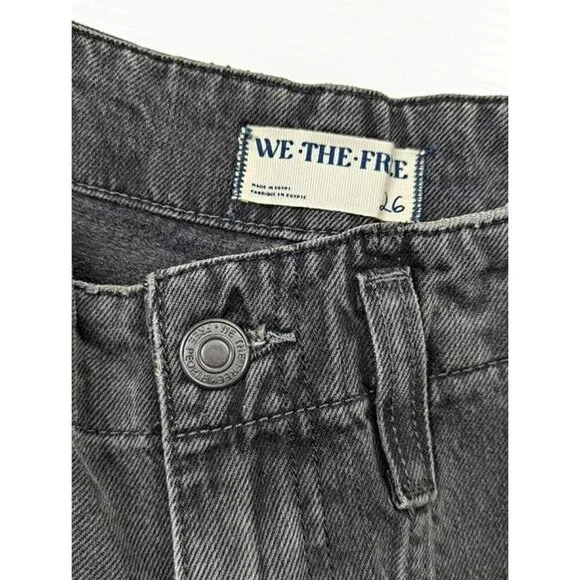 Free People Major Leagues Mid Rise Cuffed Black Jeans Size 26 (MSRP $128) - Picture 6 of 9